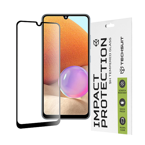 Techsuit - 111D teljes burkolat / teljes ragasztós üveg - Samsung Galaxy A32 4G / A33 5G - fekete (KF235618)