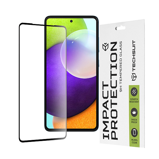 Techsuit - 111D teljes burkolat / teljes ragasztós üveg - Samsung Galaxy A52 4G / A52 5G / A52s 5G - fekete (KF235615)