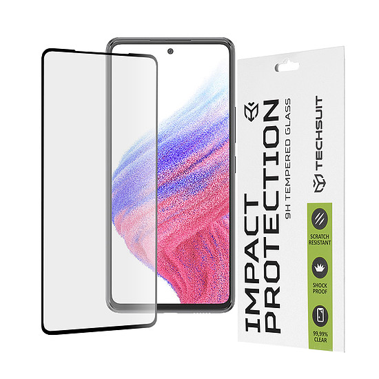 Techsuit - 111D teljes burkolat / teljes ragasztós üveg - Samsung Galaxy A53 5G - fekete (KF238380)