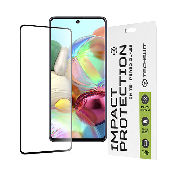 Techsuit - 111D teljes burkolat / teljes ragasztós üveg - Samsung Galaxy A71 4G / A71 5G / M51 / Note 10 Lite - fekete (KF235621)