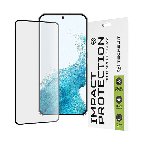 Techsuit - 111D teljes burkolat / teljes ragasztós üveg - Samsung Galaxy S22 5G / S23 - fekete (KF238194)