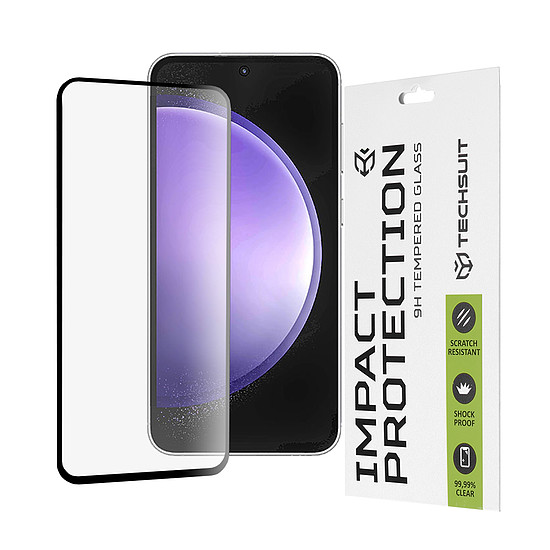 Techsuit - 111D teljes burkolat / teljes ragasztós üveg - Samsung Galaxy S23 FE - fekete (KF2315566)