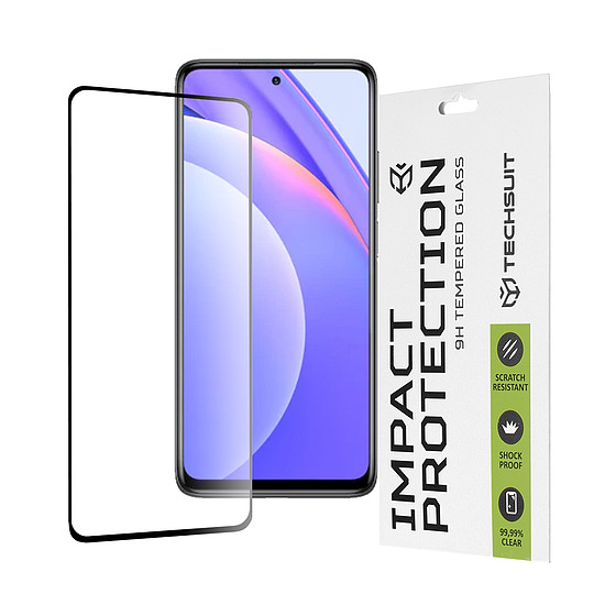 Techsuit - 111D teljes burkolat / teljes ragasztós üveg - Xiaomi Mi 10T Lite 5G - fekete (KF235640)