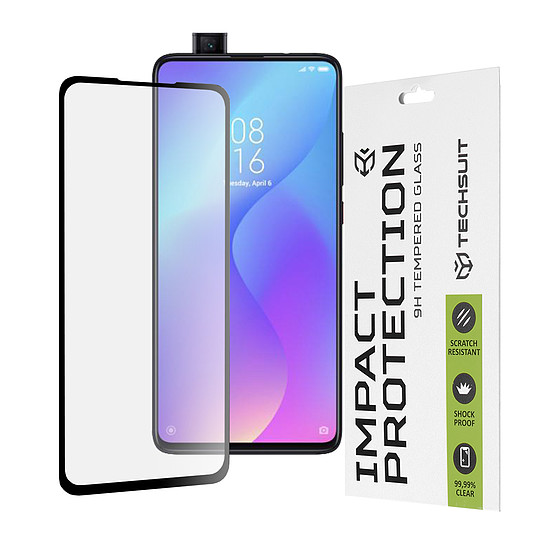 Techsuit - 111D teljes burkolat / teljes ragasztós üveg - Xiaomi Mi 9T / Mi 9T Pro / Redmi K20 / Redmi K20 Pro - fekete (KF236720)