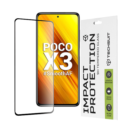 Techsuit - 111D teljes burkolat / teljes ragasztós üveg - Xiaomi Poco X3 / Poco X3 NFC / Poco X3 Pro - fekete (KF236607)