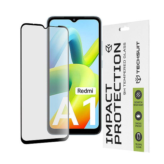 Techsuit - 111D teljes burkolat / teljes ragasztós üveg - Xiaomi Redmi A1 / A1+ / A2 / A2+ - fekete (KF2310847)