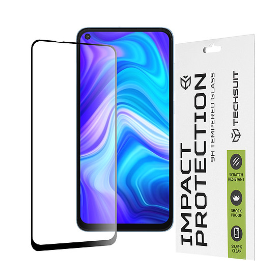 Techsuit - 111D teljes burkolat / teljes ragasztós üveg - Xiaomi Redmi Note 9 / Redmi 10X 4G - fekete (KF235635)