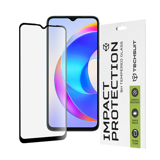 Techsuit - 111D teljes fedésű / teljes ragasztós üveg - Honor X5 Plus - fekete (KF2317803)