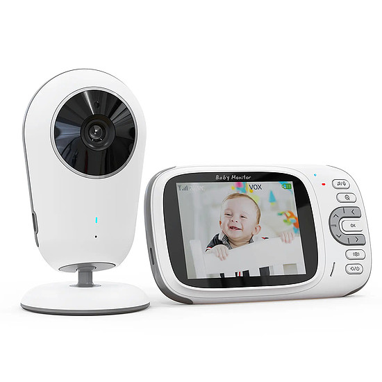 Techsuit - Baby Monitor (VB609) - Vezeték nélküli, hőmérséklet-érzékelő, kétirányú beszélgetés, éjszakai mód, privát kapcsolat - fehér (KF2335500)