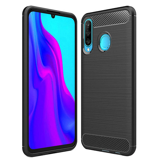 Techsuit - Carbon Silicone - Huawei P30 lite / P30 lite New Edition - Fekete (KF23442)