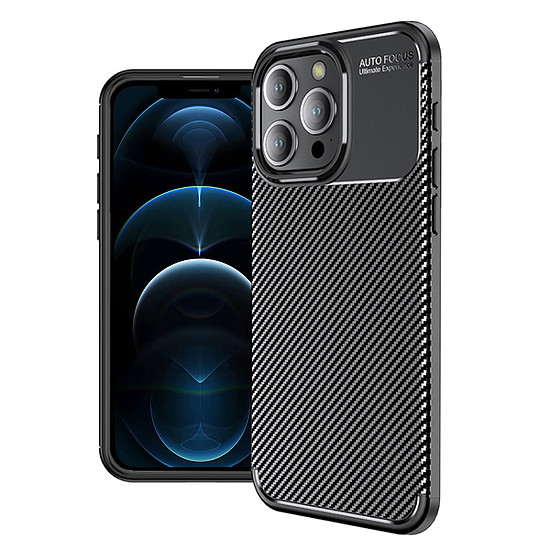 Techsuit - CarbonFiber - iPhone 12 Pro Max - Fekete (KF2327728)