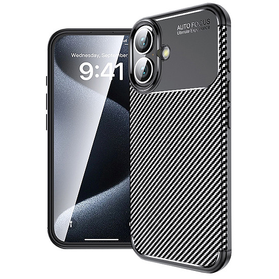 Techsuit - CarbonFiber - iPhone 16 - Fekete (KF2331987)