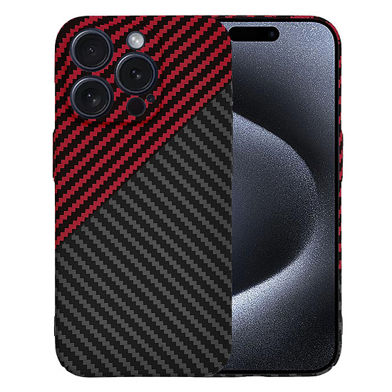 Techsuit - Carbonite FiberShell - iPhone 15 Pro - Red Vortex