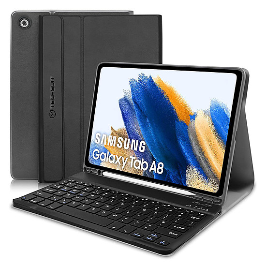 Techsuit - CozyTab tok (ceruzatartóval/RGB vezeték nélküli mágneses billentyűzettel) - Samsung Galaxy Tab A8 10.5 (2021) - fekete (KF2320788)