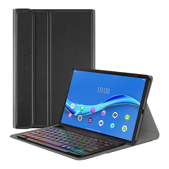 Techsuit - CozyTab tok (RGB vezeték nélküli mágneses billentyűzettel) - Lenovo Tab M10 Plus TB-X606F - fekete (KF2320807)