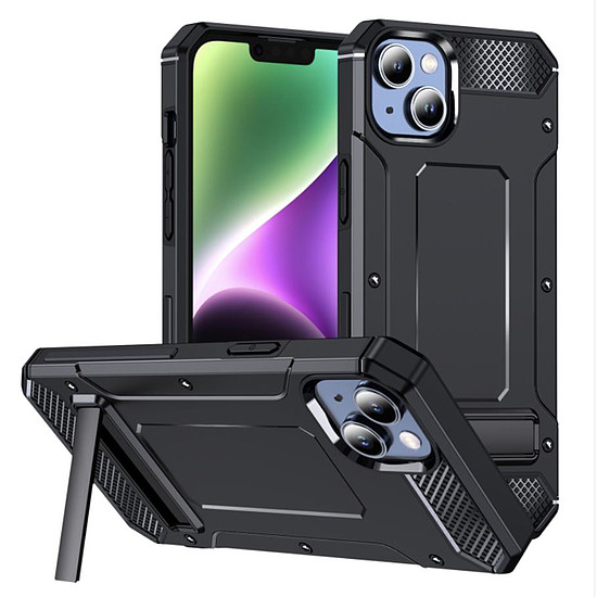 Techsuit - Hybrid Armor Kickstand - iPhone 14 - Fekete (KF2314606)