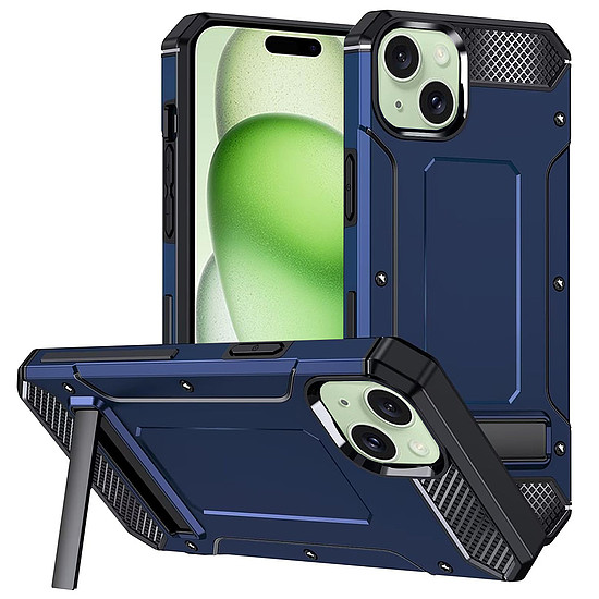 Techsuit - Hybrid Armor Kickstand - iPhone 15 - Kék (KF2314583)