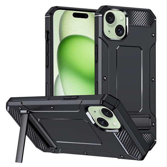 Techsuit - Hybrid Armor Kickstand - iPhone 15 Plus - Fekete (KF2314587)