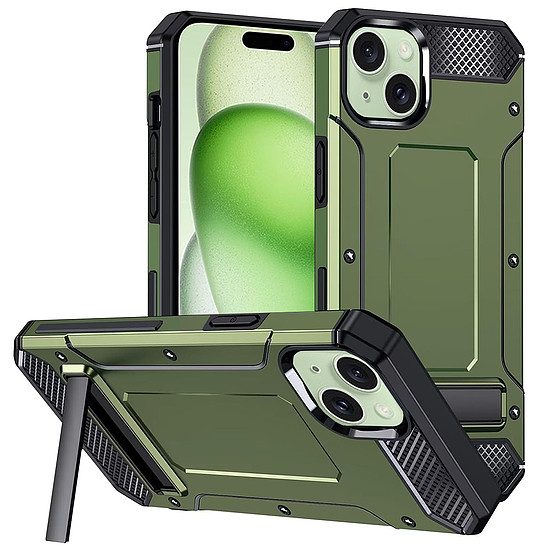 Techsuit - Hybrid Armor Kickstand - iPhone 15 - Zöld (KF2314582)