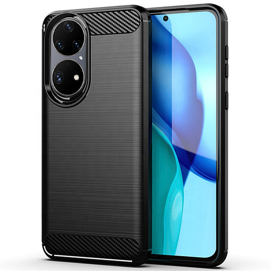 Techsuit - karbon szilikon - Huawei P50 - fekete (KF234493)