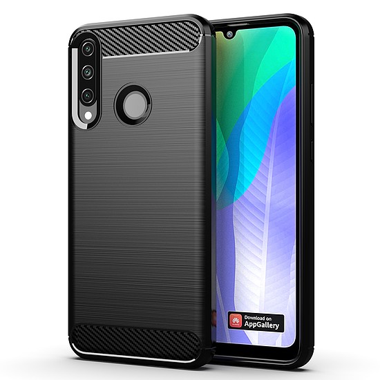 Techsuit - karbon szilikon - Huawei Y6p - fekete (KF23434)