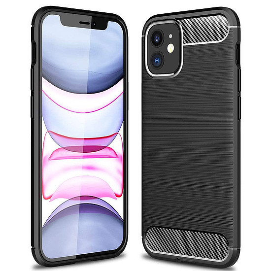 Techsuit - karbon szilikon - iPhone 12 / 12 Pro - fekete (KF23429)