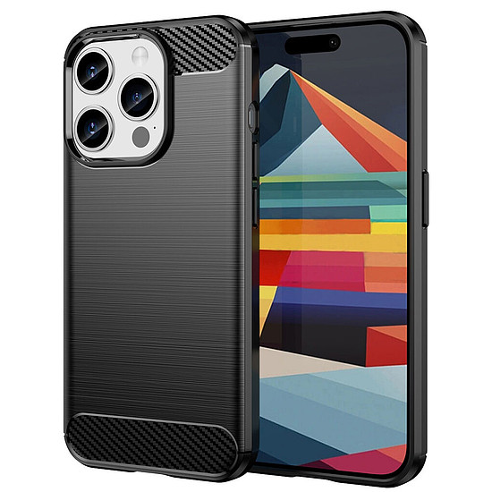 Techsuit - karbon szilikon - iPhone 15 Pro - fekete (KF2313838)