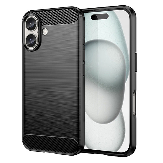 Techsuit - karbon szilikon - iPhone 16 Plus - fekete (KF2330525)