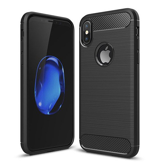 Techsuit - karbon szilikon - iPhone X / XS - fekete (KF23424)