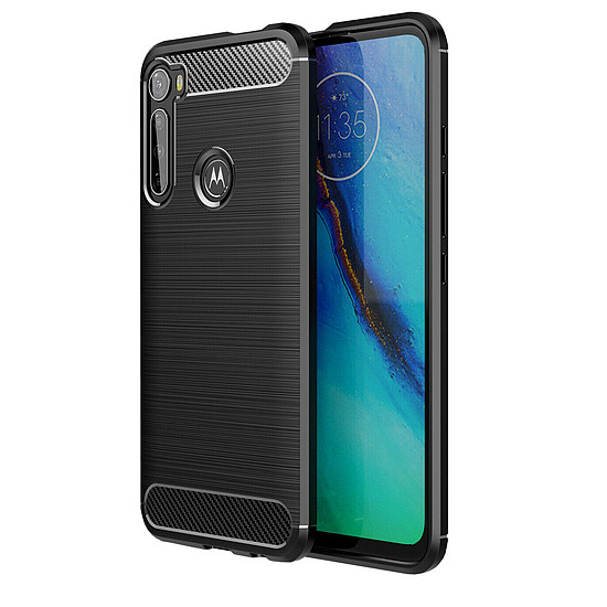 Techsuit - karbon szilikon - Motorola One Fusion Plus - fekete (KF23419)