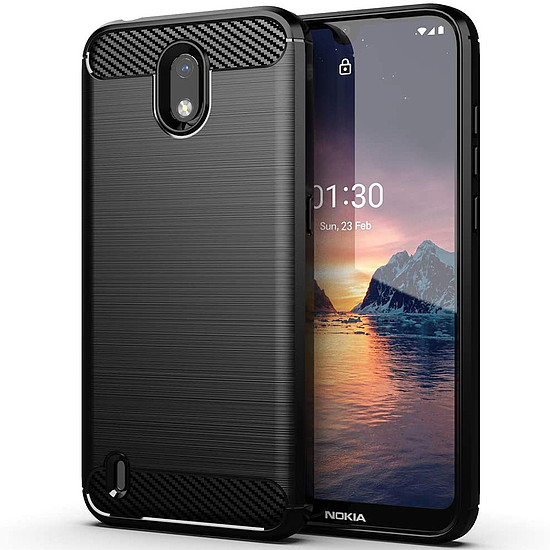 Techsuit - Karbon szilikon - Nokia 1.3 - Fekete (KF23418)