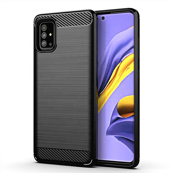 Techsuit - karbon szilikon - Samsung Galaxy A51 4G - fekete (KF23400)