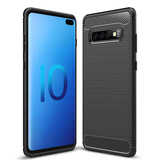 Techsuit - karbon szilikon - Samsung Galaxy S10 - fekete (KF23388)