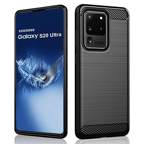 Techsuit - karbon szilikon - Samsung Galaxy S20 Ultra 4G / S20 Ultra 5G - fekete (KF23383)