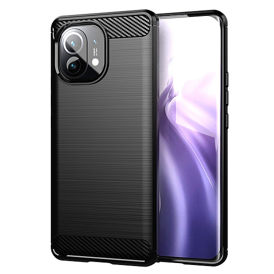 Techsuit - Karbon szilikon - Xiaomi Mi 11 Lite 4G / Mi 11 Lite 5G / 11 Lite 5G NE - Fekete (KF234492)