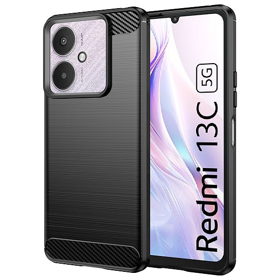 Techsuit - karbon szilikon - Xiaomi Redmi 13C 4G / 13C 5G / Poco M6 / C65 - fekete (KF2318291)