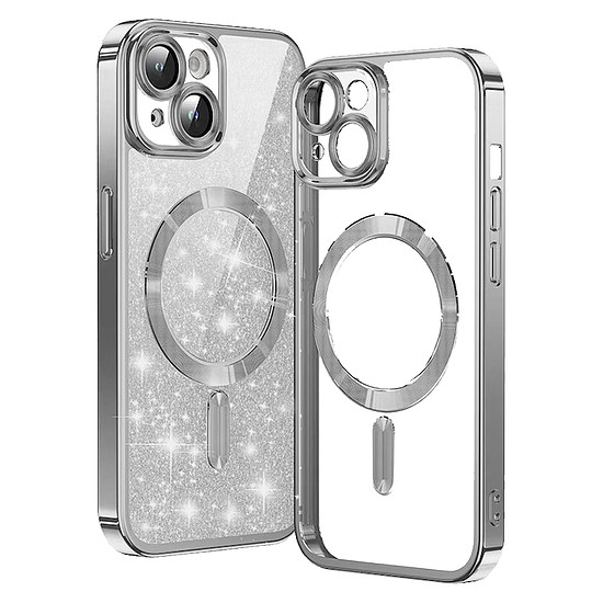 Techsuit - Luxus Glitter MagSafe - iPhone 13 - Ezüst (KF2324919)