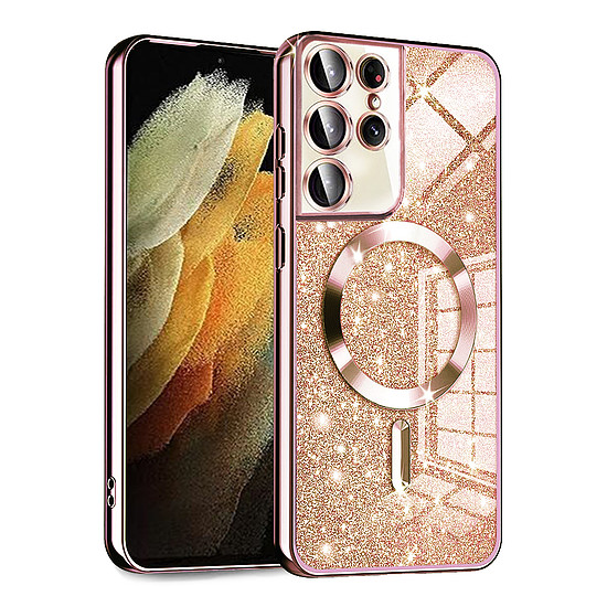 Techsuit - Luxus Glitter MagSafe - Samsung Galaxy S21 Ultra 5G - Rose Gold (KF2325068)