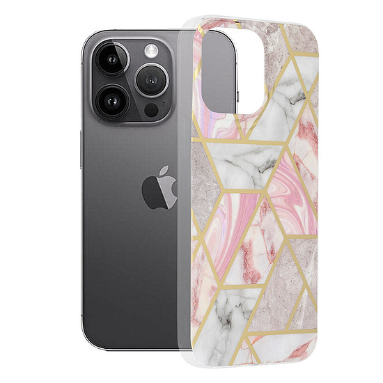 Techsuit - Marble Series - iPhone 14 Pro Max - Pink Hex (KF2311319)