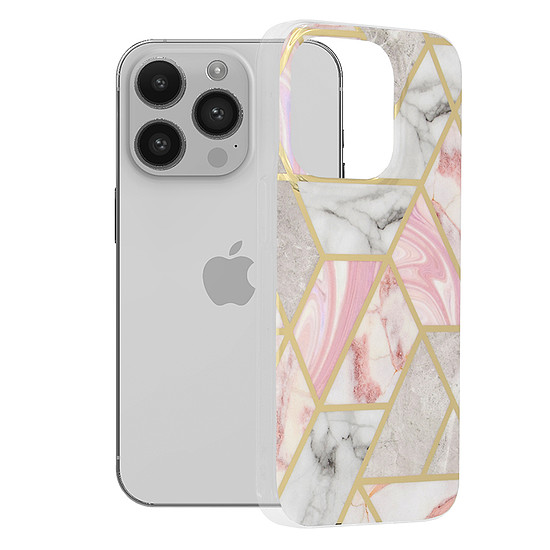 Techsuit - Marble Series - iPhone 14 Pro - Pink Hex (KF2311313)