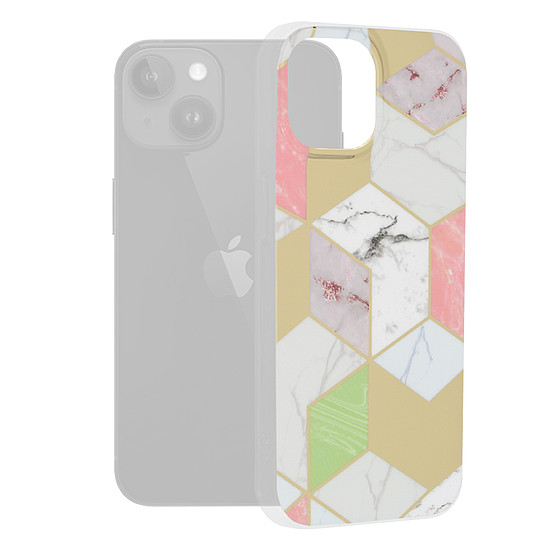 Techsuit - Marble Series - iPhone 15 - Lila hatlapú (KF2314111)