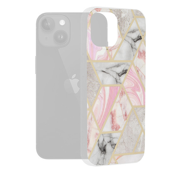 Techsuit - Marble Series - iPhone 15 - Pink Hex (KF2314107)