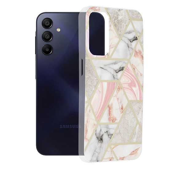 Techsuit - Marble Series - Samsung Galaxy A15 4G / A15 5G - Pink Hex (KF2317371)