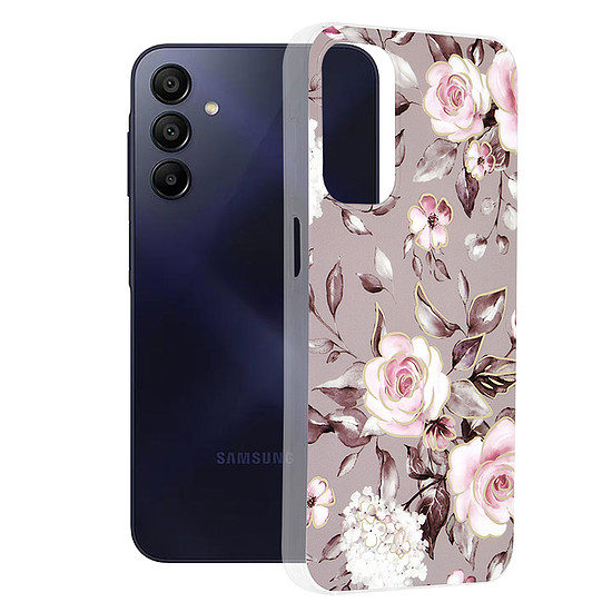 Techsuit - Marble Series - Samsung Galaxy A15 4G / A15 5G - Ruth Gray virágzása (KF2317374)