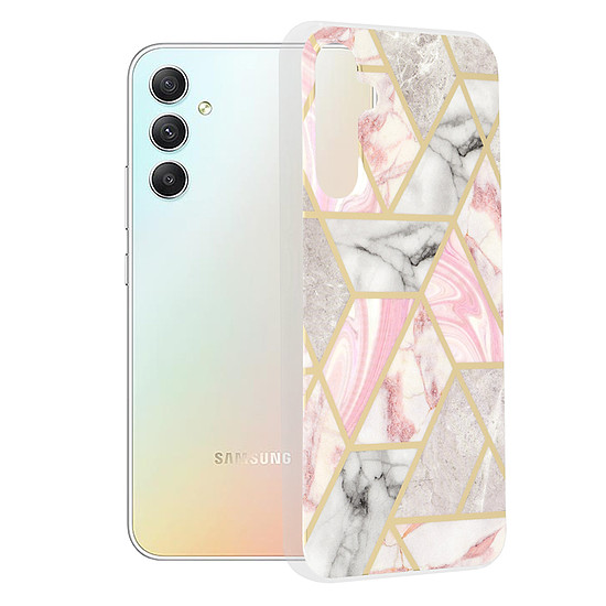 Techsuit - Marble Series - Samsung Galaxy A34 5G - Pink Hex (KF2312206)