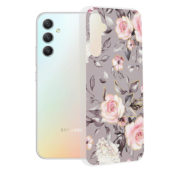 Techsuit - Marble Series - Samsung Galaxy A34 5G - Ruth Gray virágzása (KF2312209)