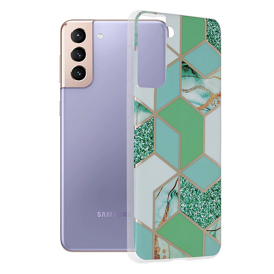 Techsuit - Marble Series - Samsung Galaxy S21 Plus - Green Hex (KF238992)