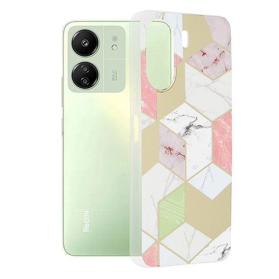 Techsuit - Marble Series - Xiaomi Redmi 13C 4G / Poco C65 - Lila hatlap (KF2318307)