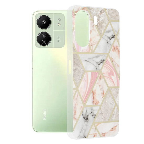 Techsuit - Marble Series - Xiaomi Redmi 13C 4G / Poco C65 - Pink Hex (KF2318303)