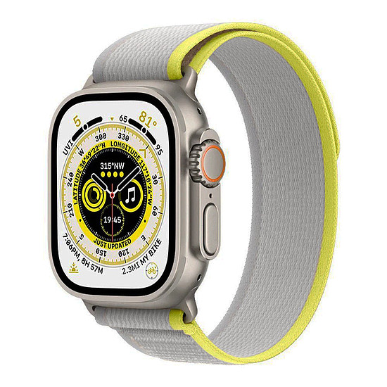 Techsuit - Óraszíj (W039) - Apple Watch 1/2/3/4/5/6/7/8/SE/SE 2/Ultra (42/44/45/49mm) - Sárga / Szürke (KF2313127)